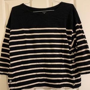 Garnet Hill black and cream striped sweater, size xl.